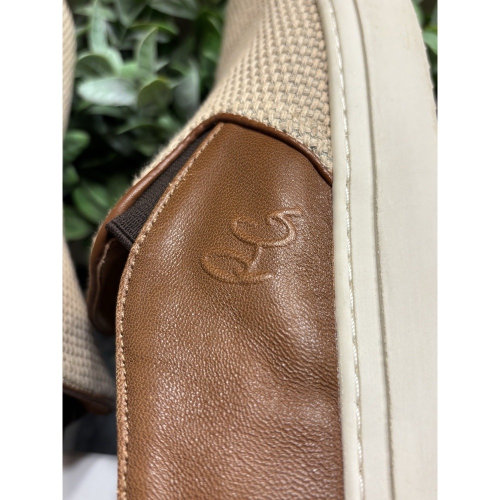 Robert Graham Mens Sz 10 Slip On Nico Loafers Breathable Ivory W/ Brown Leather - Picture 8 of 13